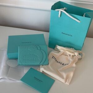 Tiffany & Co. Turquoise Leather Key & Card Holder Set